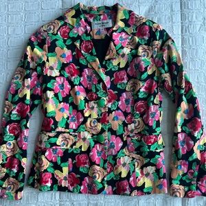 HELENE BERMAN Stunning Fully Lined Floral Print Blazer Size Small